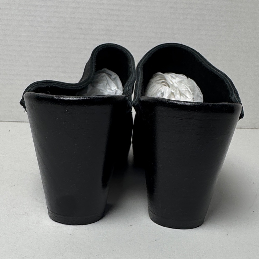 NO. 6 Store NWOB Old School Clog High Wooden Heel Black Leather Minimal Chic 38 - Picture 6 of 14